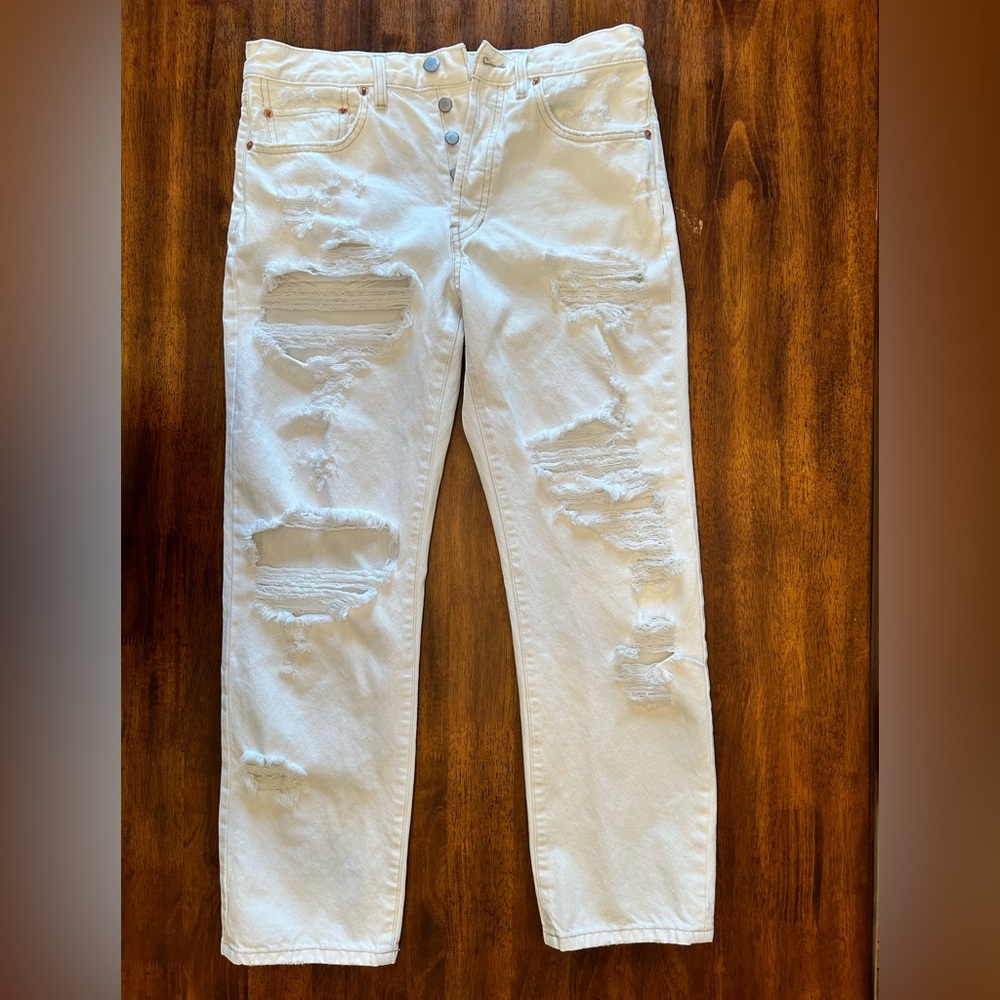 We the free destroyed off white jeans Size 27